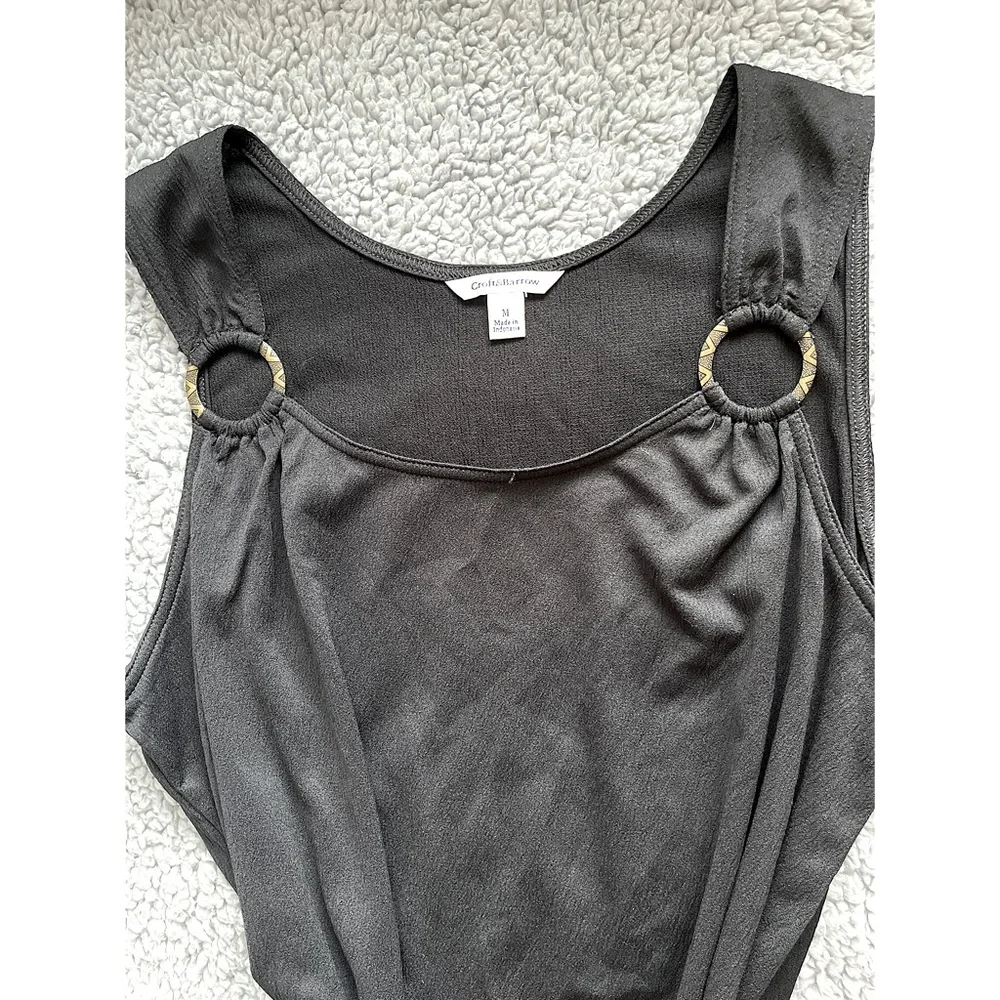 Croft & Barrow Women’s Medium Sleeveless Black Crinkle Tunic Tank Top. - Picture 3 of 6